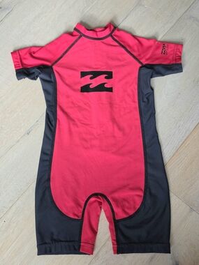 Billabong Kids Red and Black Short-Sleeve Rashguard One-Piece